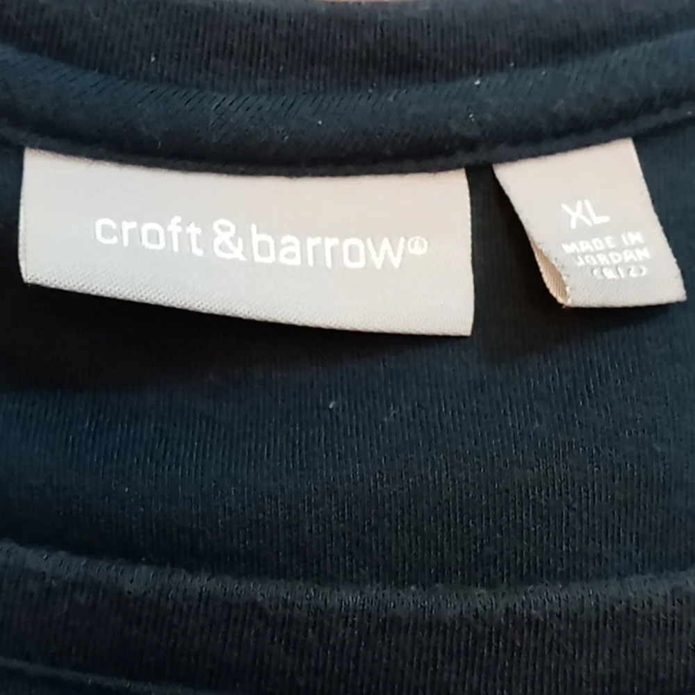 Croft & Barrow Black w Bright Dots Square Neck Tee XL - Picture 4 of 5